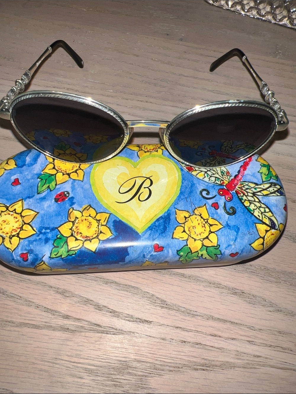 Brighton Silver Oval Sunglasses with Black Lenses - Picture 5 of 6